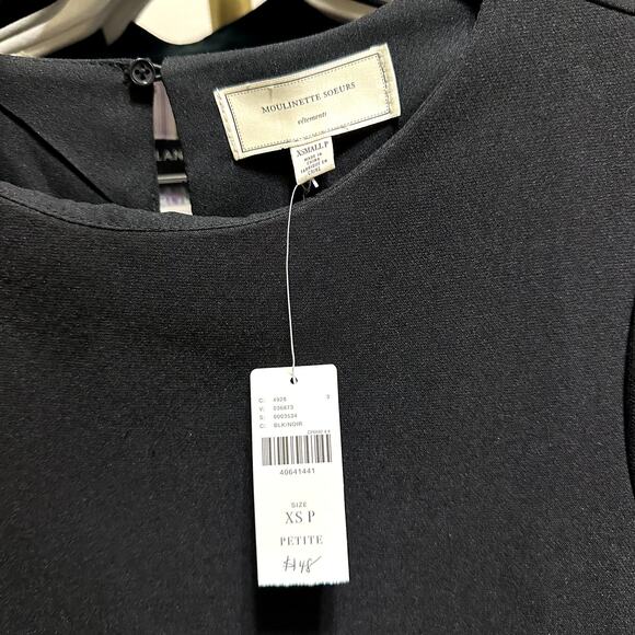 Moulinette Soeurs Anthropologie NWT Black Ruffle Hem Long Sleeve Mini Dress XSP - Picture 4 of 6